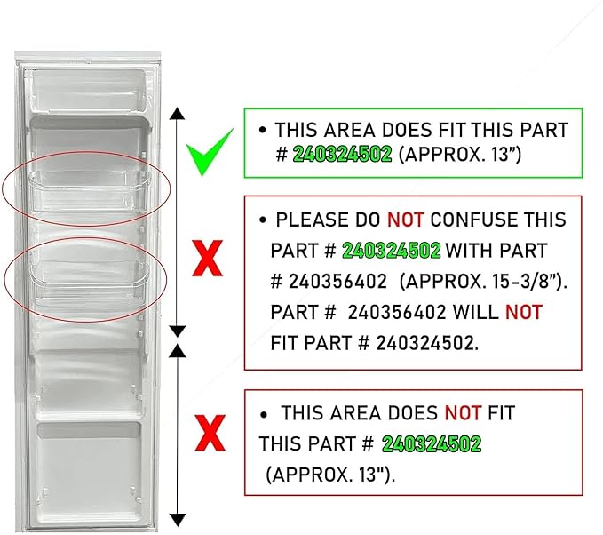 240324502 Door Bin Shelf - for Frigidaire Refrigerator Door shelves - Fridge door condiments beverages organizer - Refrigerator door Shelf replacement - Fridge plastic shelves Bin - W 13 in