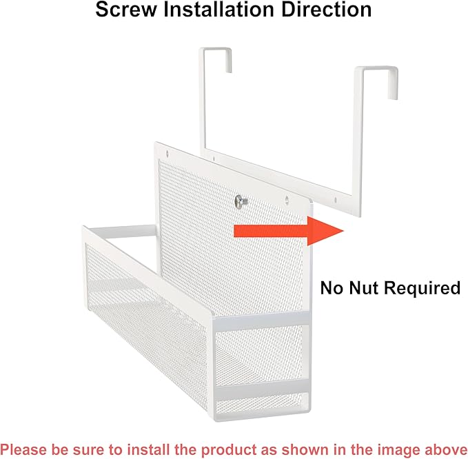 Hanging Desktop Baskets Fine Mesh Wire Storage Basket Over Cabinet Door Organizer No Drilling Required for Kitchen Bathroom Office, 1 Small, 1 Large.