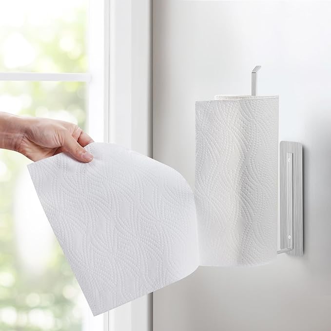 Magnetic Paper Towel Holder,Stainless Steel Paper Towel Holder 12”(L) x 3”(H) for Refrigerator Grills Griddles RVs Tailgates,Fit Most US Paper Roll
