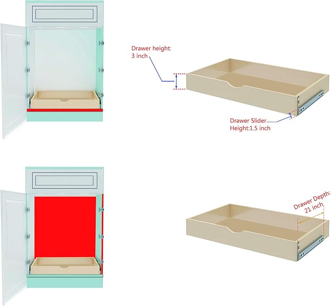 COUVER DIY Non-Assembled Birch Wood, Pull-Out Cabinet Organizers, Under Sink Organizers for Bathroom & Kitchen, Cabinet Slide-Out Organizers and Storage, Soft Closed Rail, 30 inch