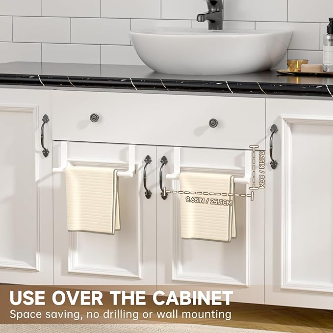 Over Cabinet Door Towel Holder Towel Rack Hand Towel Bar Towel Hook Tea Towel Hanger Multipurpose for Kitchen or Bathroom Sink