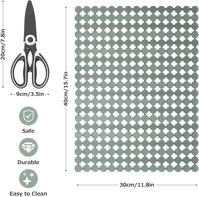 Kitchen Sink Mat for Stainless Steel/Ceramic Sinks,2 Pack Dish Sink Mats for Kitchen Sink with Scissors, Fast Draining,Easy to Clean,DIY Cut,15.7 X 11.8 Inch(Green)