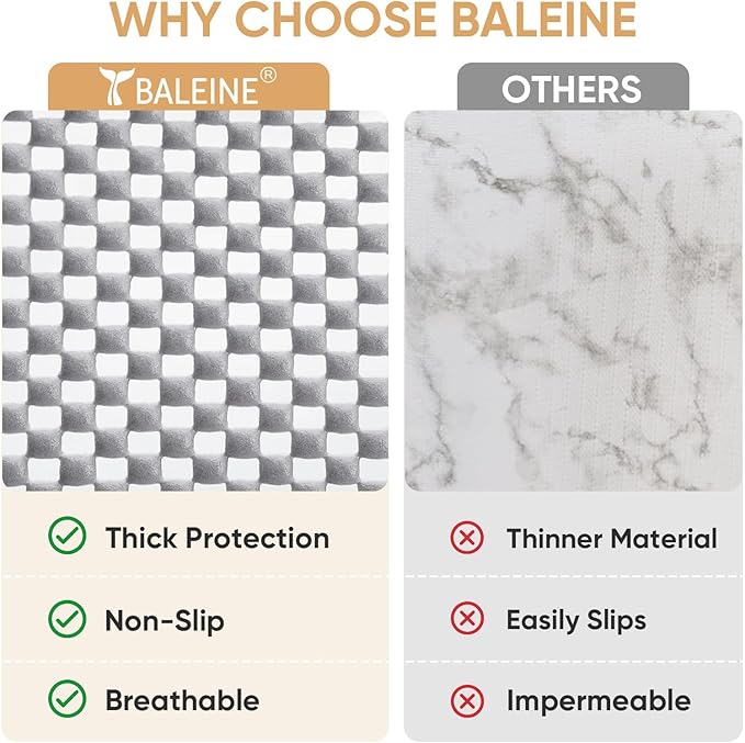 BALEINE Cabinet Liner, Drawer and Shelf Liner for Kitchen Cabinets Non-Adhesive, Non-Slip Protect Desks, Cupboard, Drawers, Shelves, Tableware (17.5 in x 30 Ft, Gray)