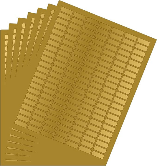 Metallic Labels Printable Sticker Paper Sheets for Printers in Metallic Gold, Small Printing Labels 1 inch x 0.375 inch for Laser Printers with Template Included, 7 Full Sheets - 1078 Pack