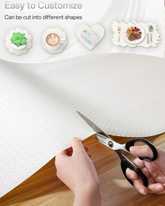 Shelf and Drawer Liner for Kitchen Cabinet, Non-Adhesive 18in x 360in Waterproof Contact Paper Refrigerator Liners Thickened Durable EVA Material Non Slip Mat for Dresser Cupboard Pantry Protector