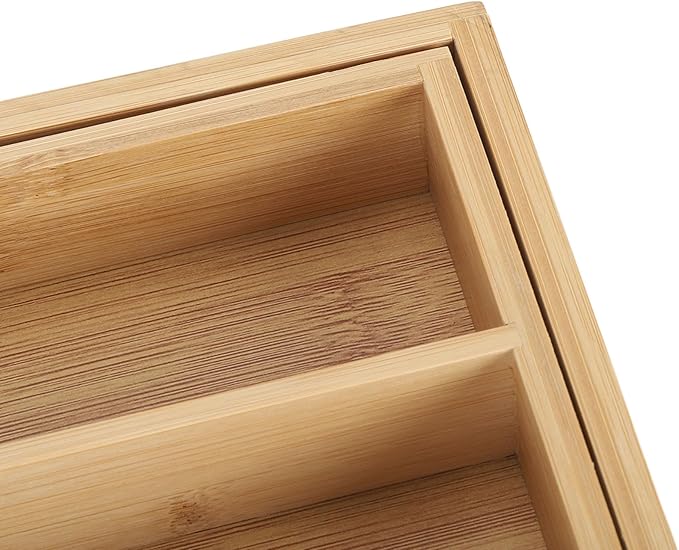Kitchen Silverware Organizer Expandable for Cutlery and Utensils, Adjustable Wood Utensil Storage Cutlery Tray for Drawers, Kitchen Drawer Organizer Utensil Holder Makeup Organizer with(9 Slots)