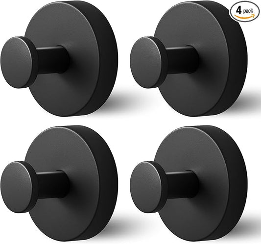 Shower Hooks for Inside Shower,Suction Cup Hooks for Glass Window,Removable Towel Hooks for Bathrooms,4 Packs(Black)