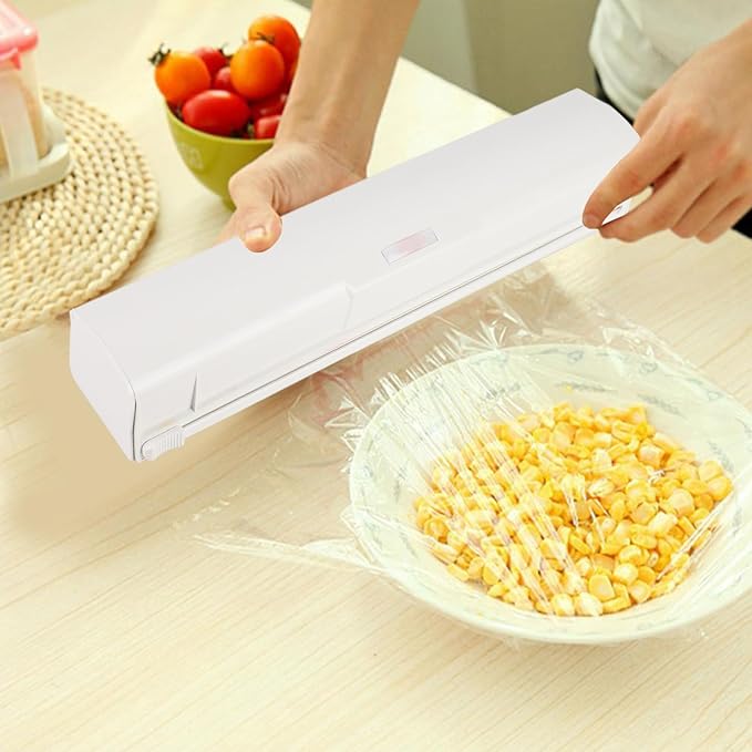 Food Wrap Dispenser with Cutter, Stylish Easy to Use Tin Aluminum Foil Dispenser Food Cling Wrap Film Cutter for Home Kitchen