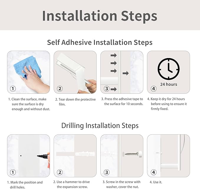 Paper Towel Holder Under Cabinet, Single Hand Operable Tearing Off Paper Towels with Damping Effect, Both Available in Adhesive and Screws, Stainless Steel (White)