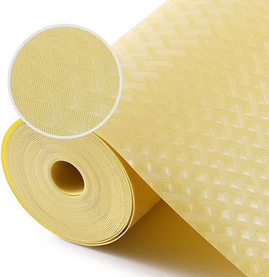 Shelf Liners for Kitchen Cabinets Refrigerator Liners Waterproof & Oil-Proof Kitchen Cupboard Liner Non Adhesive Drawer Mats Cabinet Liners for Shelves -Yellow Beige 11.8 x 59 Inches