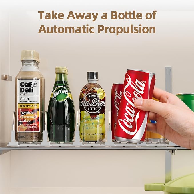 HIYOHIYO 5 Row Auto-Push Drink Organizer for Fridge, Self Pushing Soda Can Dispenser for Refrigerator, Automatic Drink Dispenser for Fridge, Holds up to 25 Cans