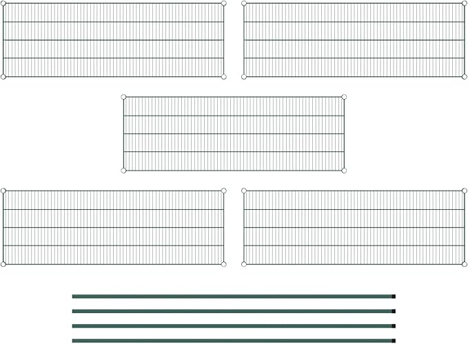 Commercial NSF Listed Green Epoxy Stationary Wire Shelving Kit 21" x 60" x 86", with 5 Shelves Perfect for Warehouse, Walk-in Refrigerator, Freezer, Grocery Store, Restaurant, Dishroom