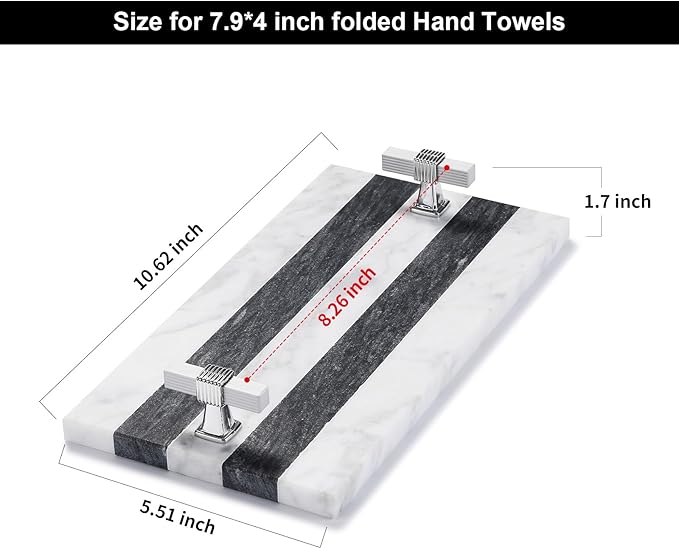 Marble Guest Towel Holder Disposable Paper Towel Tray Vanity Tray Sliver Color Handle, Bathroom Sink Tray Bathroom Napkin Holder