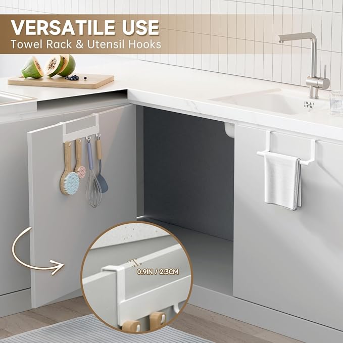 Over Cabinet Door Towel Holder Towel Rack Hand Towel Bar Towel Hook Tea Towel Hanger Multipurpose for Kitchen or Bathroom Sink