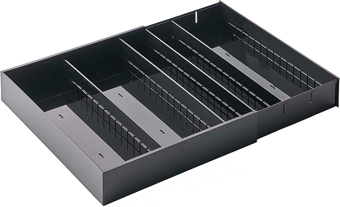 YAMAZAKI Home Tower Expandable Cutlery Kitchen Angled Utensils Storage Silverware Organizer Compact Drawer Insert Tray - Abs Plastic