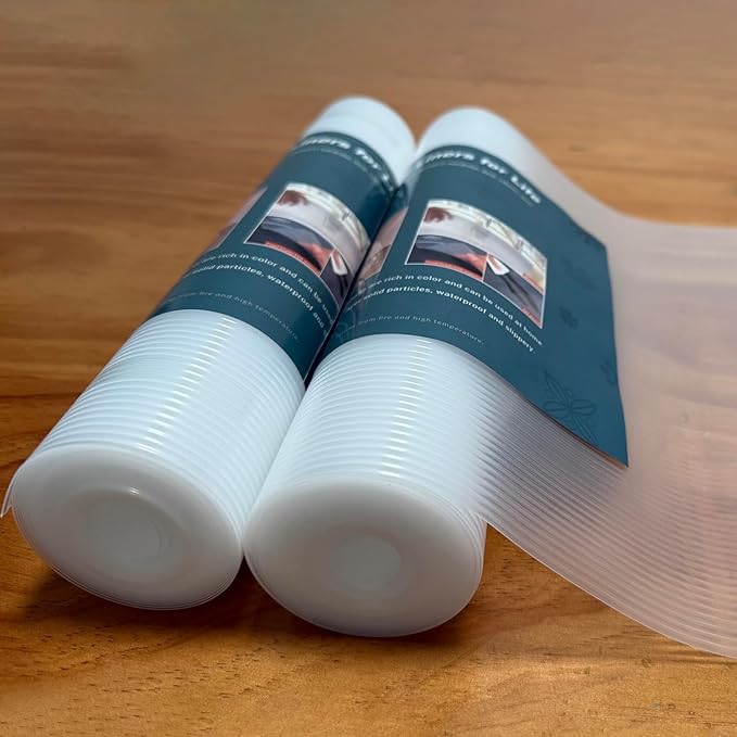 Non Adhesive Drawers Shelf Liner, 16 Inch x 24 FT Non-Slip Cabinet Liner, Washable Oil-Proof for Kitchen Cabinet, Shelves, Refrigerator, Storage, Desks (Transparent, 16" W x 240" L x 2 Rolls)