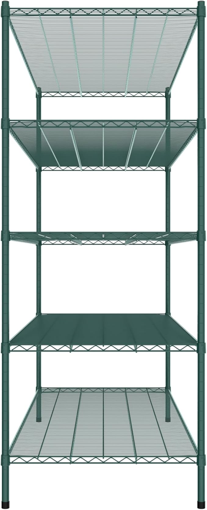 Commercial NSF Listed Green Epoxy Stationary Wire Shelving Kit 30" x 72" x 74", with 5 Shelves Perfect for Warehouse, Walk-in Refrigerator, Freezer, Grocery Store, Restaurant, Dishroom