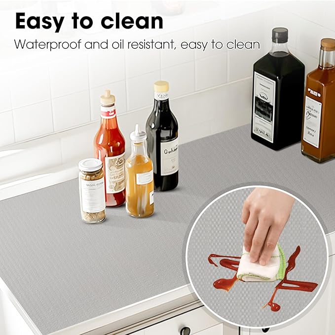 ALIUNI Drawer and Shelf Liner, Non-Slip Kitchen Cabinet Liners Non-Adhesive Thick Strong Grip Waterproof Washable Mats Protect Dresser Shelves Cupboard Bathroom Cabinets, Light Gray, 12 in X 30 FT