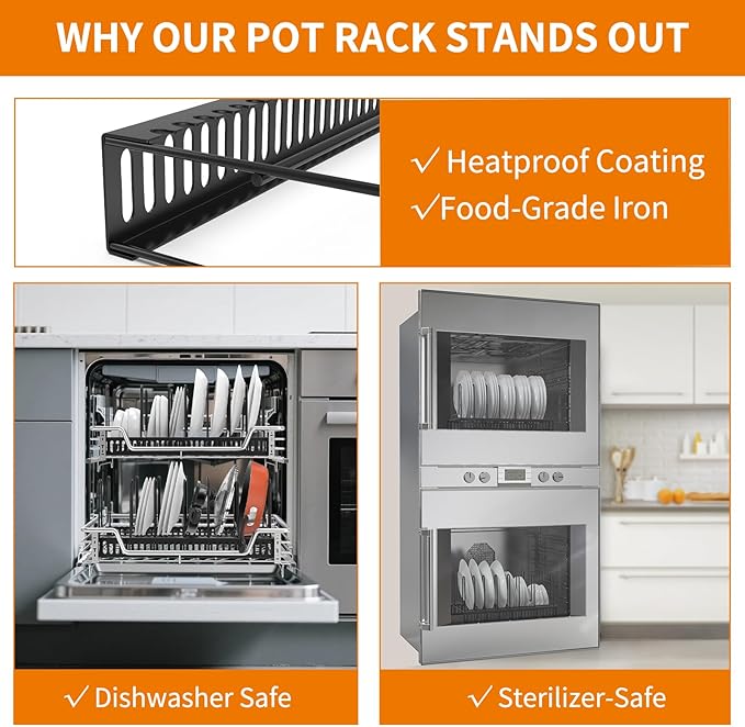 Pot Lid Organizer for Cabinet,7 Adjustable Dividers Storage for Cabinet - Heavy-Duty Pot & Pan Organizer - Perfect to Store Pots, Bakeware, Plates, Cookie Sheets, Trays, Dish, Cutting Boards