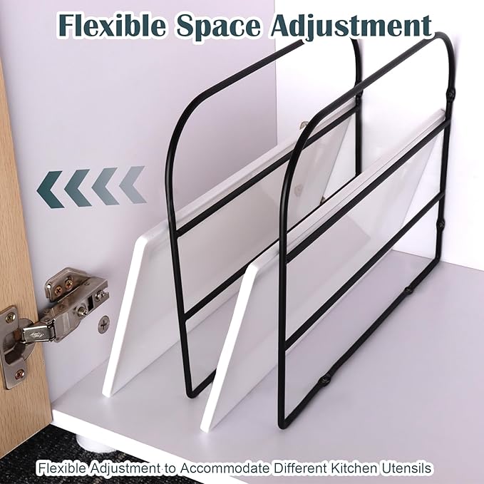 WANGDEFA 6 Pack Base Cabinet Tray Dividers Sheet Pan Rack 12x9 Inches Baking Black Metal Organizer for Wall Kitchen Cabinets (6)