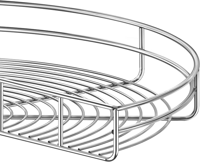 32" Kidney Lazy Susan for Corner Cabinet, Lazy Susan Replacement Shelves for Cabinet,Chrome Rotating Storage Rack for Corner Cabinet Organizer (Cannot be Door-Mounted)