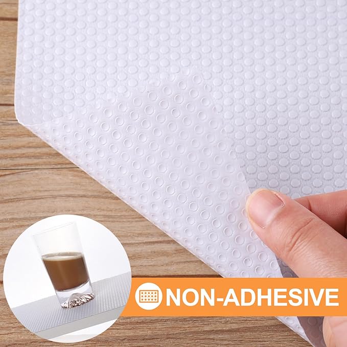 Shelf Liner for Kitchen Cabinets 16-inch: Waterproof Bathroom Drawer Mat 16" x 120 Inch White - Non-Adhesive Easy to Cut Eva Pantry Cupboard Liners for Shelves Dresser