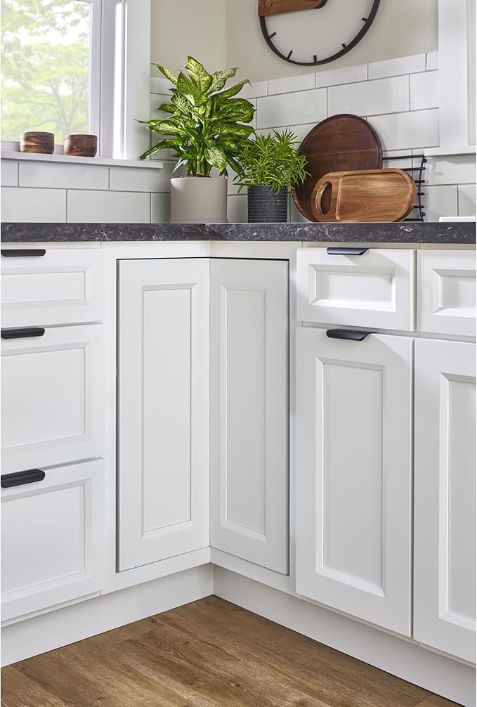 Rev-A-Shelf 28" Pie-Cut Lazy Susan Organizer for Base Corner Kitchen Cabinets, Banded Wood Home Storage 2-Shelves w/Telescoping Shaft, LD-4BW-942-28-1