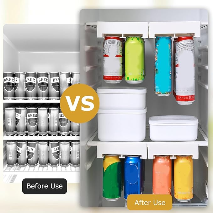 Large Capacity Can Holder for Fridge – Hanging Soda Can Dispenser and Organizer Rack – Beverage Can Storage for Refrigerator and Freezer