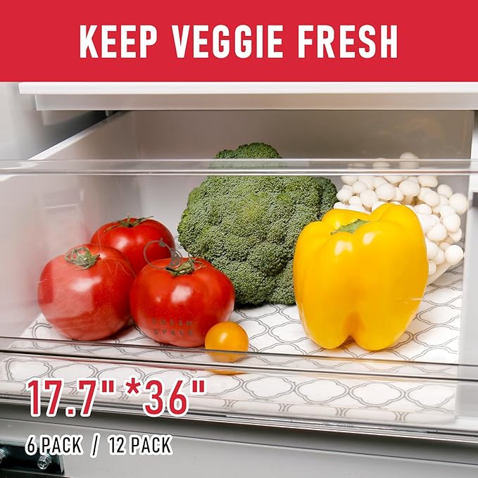 Cooyes Refrigerator Shelf Liners for French Door Fridge, 17.7" × 36" Extra Large, Non-Slip Fridge Mats Machine Washable, Refrigerator Drawer Liner for Glass Shelves Kitchen Cabinet
