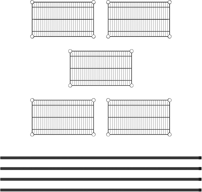 Commercial NSF Listed Black Epoxy Stationary Wire Shelving Kit 14" x 24" x 74", with 5 Shelves Perfect for Warehouse, Walk-in Refrigerator, Freezer, Grocery Store, Restaurant, Dishroom