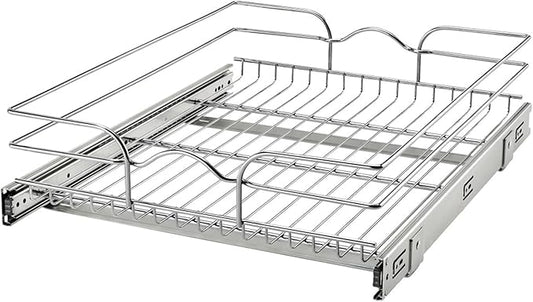 Rev-A-Shelf Kitchen Cabinet Pullout Shelf and Drawer Organizer Slide Out Pantry Storage Basket in Multiple Sizes, 18 x 22 In, 5WB1-1822CR-1