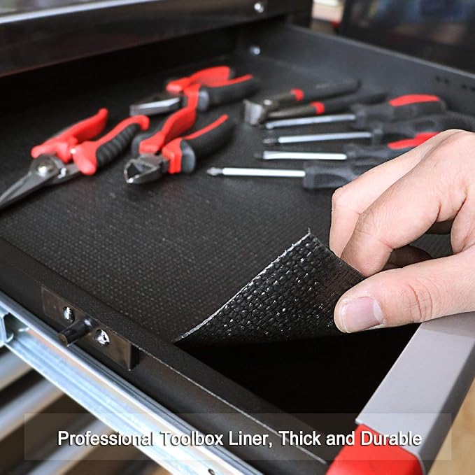 CASOMAN Professional Tool Box Liner and Drawer Liner 18 inch x 24 feet,Easy Cut Non-Slip Foam Rubber Toolbox Drawer Liner Mat - Adjustable Thick Cabinet Liners