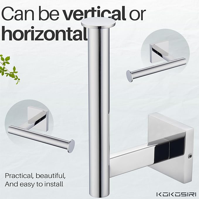 KOKOSIRI Toilet Paper Holder for Bathroom Toilet Roll Holder Hold Mega Rolls Wall Mounted, Polished Chrome Stainless Steel 2 Pack, B2008CH-P2