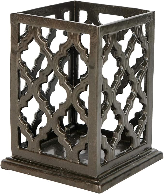 jogreful Utensil Holder, Cast Iron Kitchen Utensil Crock for Countertop, Extra Large Utensil Organizer with Weighted-Base, Housewarming Vintage Decor, Grid Pattern, Coffee Gold