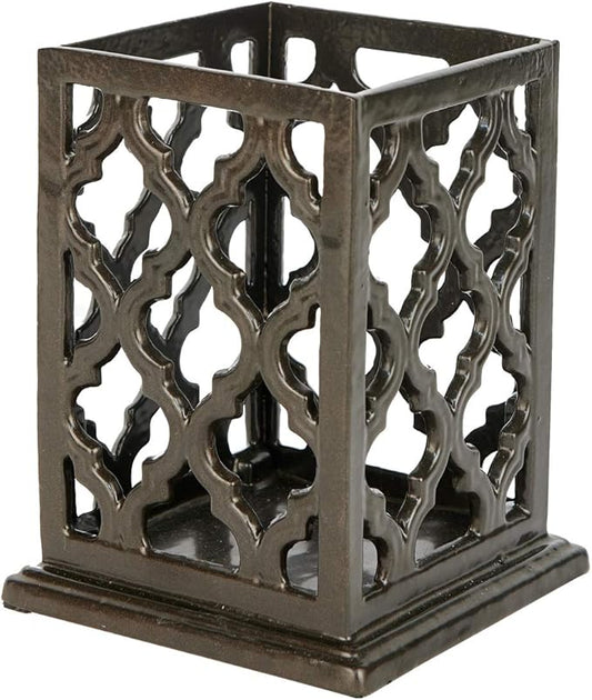 jogreful Utensil Holder, Cast Iron Kitchen Utensil Crock for Countertop, Extra Large Utensil Organizer with Weighted-Base, Housewarming Vintage Decor, Grid Pattern, Coffee Gold