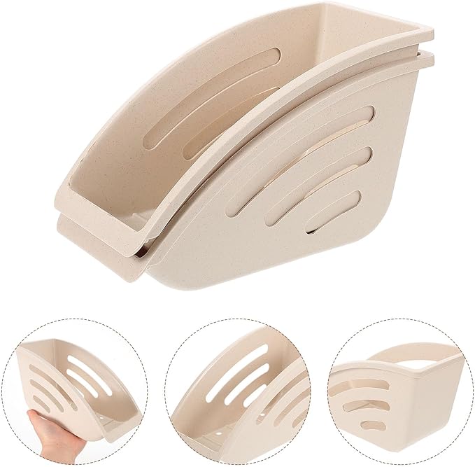 2pcs Kitchen Dish Drying Rack Countertop Plate Storage Holder with Drainage Compact Utensil Organizer Cabinet Dinner Plates Holder Space-Saving Beige