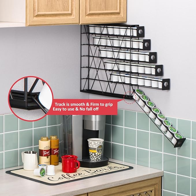 Rice rat k cup Holders for 6 Tier Coffee Pod Holder,Black Metal Space(48 pods)