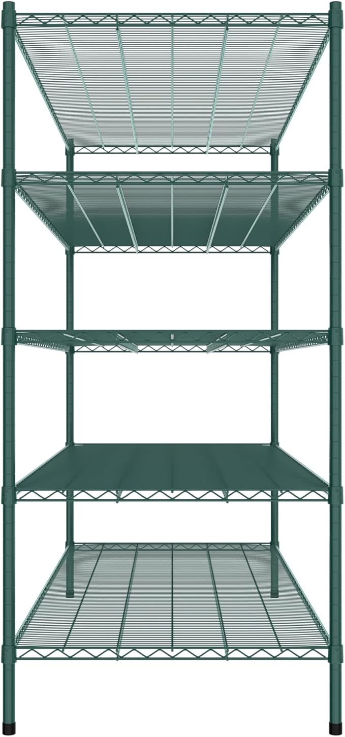 Commercial NSF Listed Green Epoxy Stationary Wire Shelving Kit 30" x 72" x 64", with 5 Shelves Perfect for Warehouse, Walk-in Refrigerator, Freezer, Grocery Store, Restaurant, Dishroom