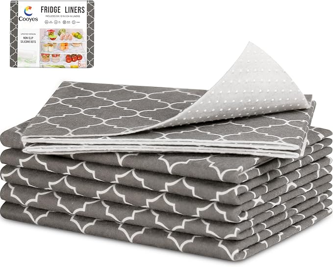 Cooyes Drawer Liner for Shelf and Refrigerator, 2 in 1 Fridge Drawer Liners & Fresh mats for Glass Shelves Bins, BPAfree Absorbent Cloth Material - Keep Produce Fresh Longer