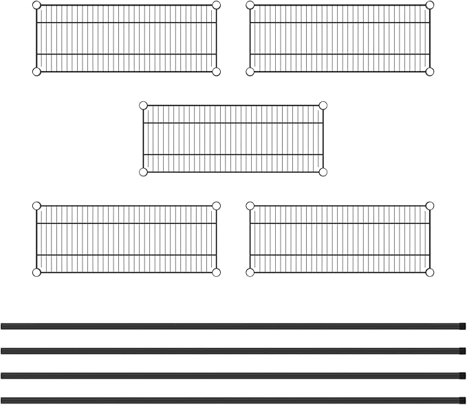 Commercial NSF Listed Black Epoxy Stationary Wire Shelving Kit 12" x 30" x 74", with 5 Shelves Perfect for Warehouse, Walk-in Refrigerator, Freezer, Grocery Store, Restaurant, Dishroom