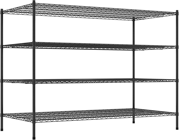 Commercial NSF Listed Black Epoxy Stationary Wire Shelving Kit 36" x 72" x 54", with 4 Shelves Perfect for Warehouse, Walk-in Refrigerator, Freezer, Grocery Store, Restaurant, Dishroom