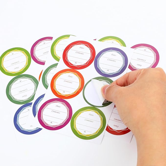 180PCS Removable Mason Jar Lid Labels, Multicolor Labels for Jars Spice Jar Labels 1.57" for Food Containers Spice Jars Kitchen Organization