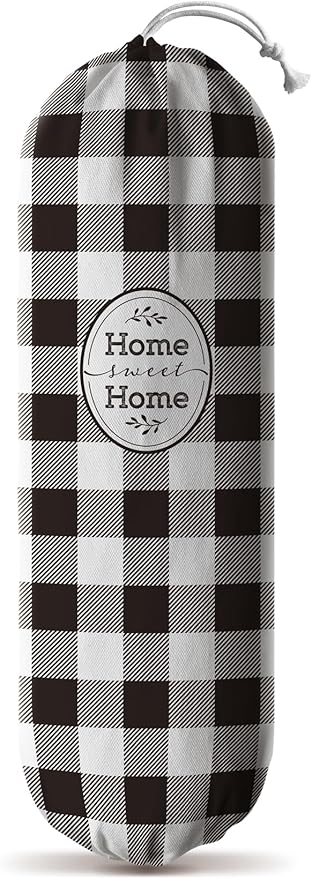 Hglian Plastic Grocery Bag Holder,Black and White Checked Grocery Shopping Bags Organizer,Buffalo Plaid Storage Bag-Extra Large