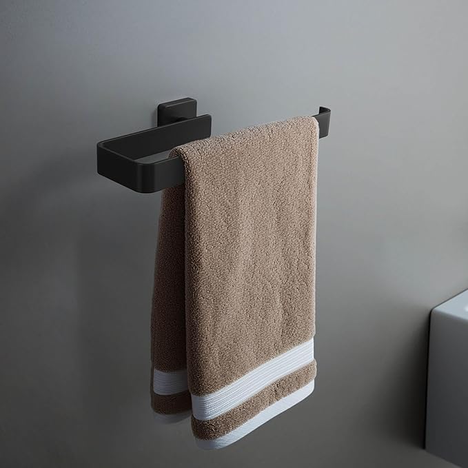 KIBI Blaze 2-Piece Bathroom Hardware Set – Towel Bar and Toilet Paper Holder, Wall Mounted Bathroom Accessory Set, Rust-Resistant Solid Brass, Modern Square Design (Matte Black, KBA16-2-1)