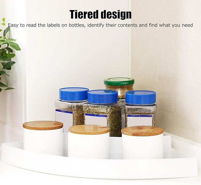 Kitchen Cabinet, 3 Tier Corner Shelf Organizer Spice Seasoning Bottle Holder Rack Storage Tool, Spice Rack Organizer Kitchen Cabinet Spice Organizer for Kitchen, Fridge, Freezer
