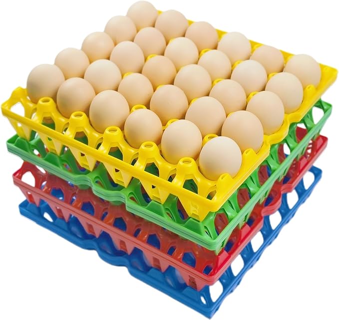 George Garden 8-Pack Plastic Egg Tray Egg Crates 30-Egg Flats for Home Chicken Farmers, Stackable Egg Cartons Hold Multiple Eggs, Great for Storing, Sorting, and Shipping Eggs, Durable and Reusable