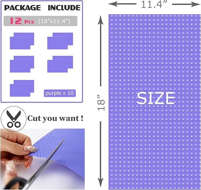 Rwotlls 8Pcs Refrigerator Liners, Washable Fridge Liner Mats Covers Pads for Glass Shelf Cupboard Cabinet Drawer Home Kitchen Accessories Organization (Purple)