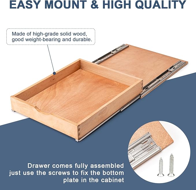 Pull Out Cabinet Drawers - 6x2 Size Options (12-23'W,18-21'D), Pre-Assembled with Soft Close Slides, Solid Beechwood, Easy Installation(29'W x 21'D)