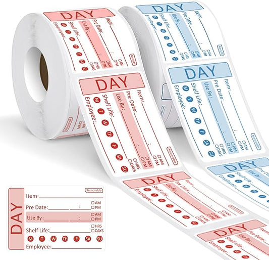 2 Rolls 600 Pieces Removable Food Labels, 2 x3 Inch Date Stickers for Freezer Food Labels for Containers, Jars,Easy to Remove