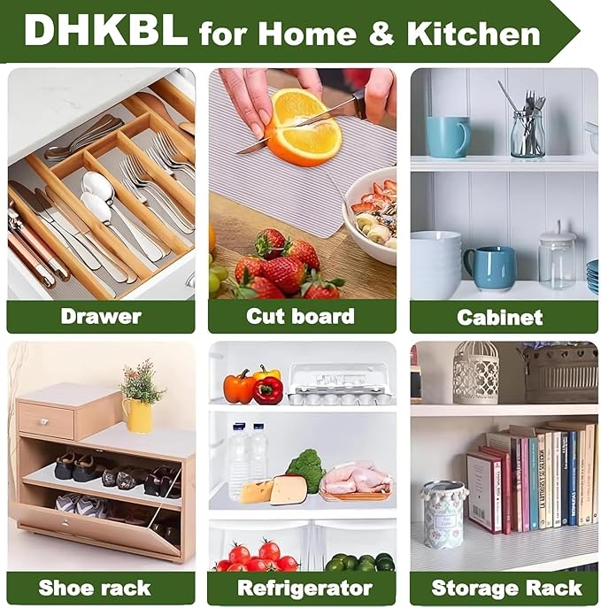 Non Adhesive Drawers Shelf Liner, 16 Inch x 24 FT Non-Slip Cabinet Liner, Washable Oil-Proof for Kitchen Cabinet, Shelves, Refrigerator, Storage, Desks (Clear, 16" W x 240" L)